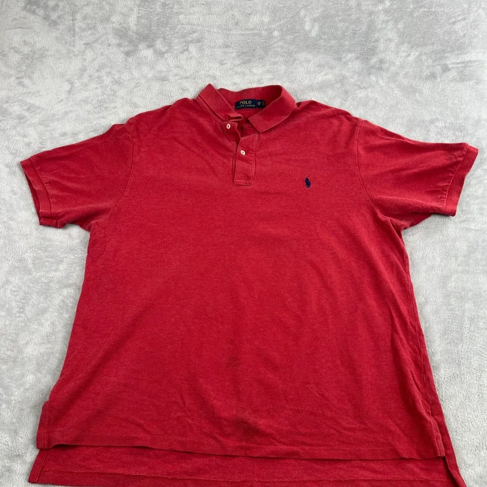Polo Ralph Lauren Pique Cotton Polo 2XB Red Men Classic Preppy Short Sleeve